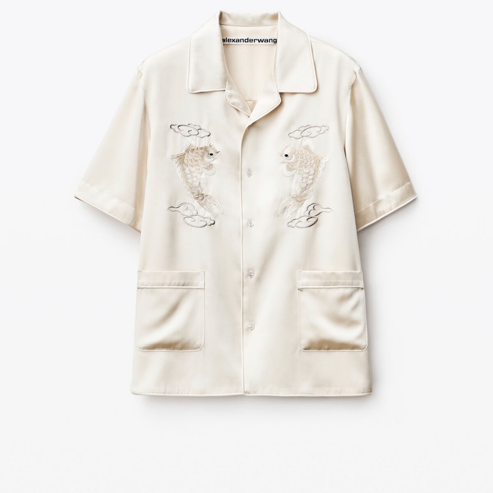 🆕 Alexander Wang Hawaiian Shirt with Koi Fish Embroidery